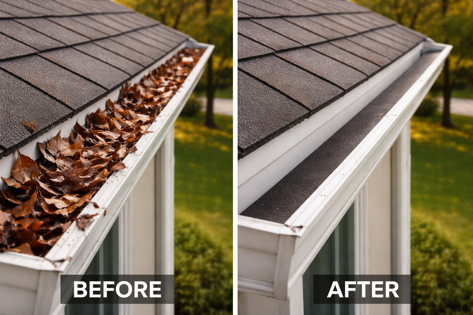 Gutter Cleaning Before and After